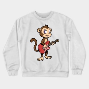 Cartoon monkey playing electric guitar Crewneck Sweatshirt